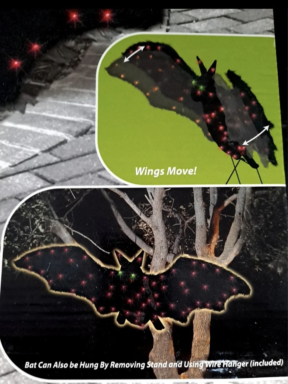 44-Inch Animated Bat Halloween Decoration - With 75 Lights